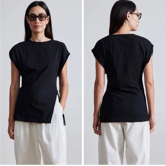 Apiece Apart Rolled Dolman Sleeves Minimalist Asymmetric Tunic Tee - 2X - Picture 5 of 12